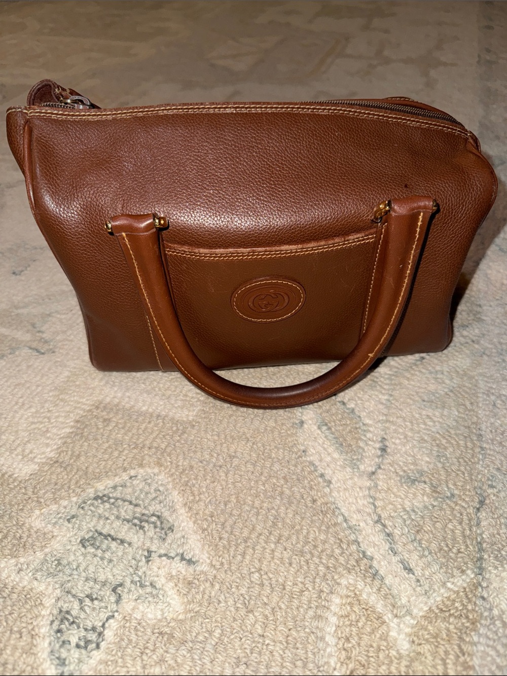 Classic Gucci Brown Leather Satchel